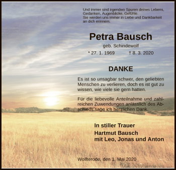 Traueranzeige von Petra Bausch von WRS