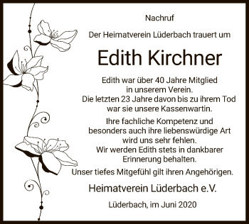 Traueranzeige von Edith Kirchner von WRS