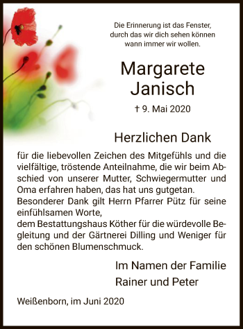 Traueranzeige von Margarete Janisch von WRS