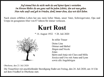 Traueranzeige von Kurt Rost von WRS