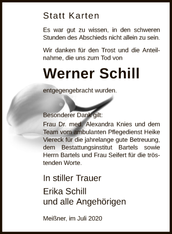 Traueranzeige von Werner Schill von WRS
