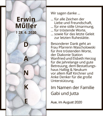 Traueranzeige von Erwin Müller von WRS