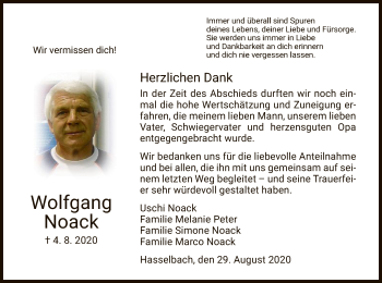 Traueranzeige von Wolfgang Noack von WRS