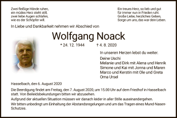 Traueranzeige von Wolfgang Noack von WRS