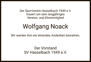 Traueranzeige von Wolfgang Noack von WRS