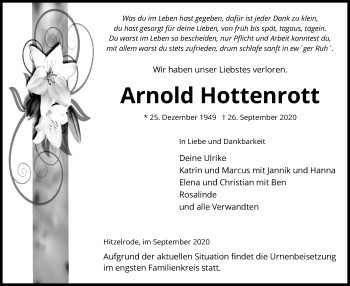 Traueranzeige von Arnold Hottenrott von WRS