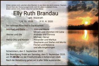 Traueranzeige von Elly Ruth Brandau von WRS