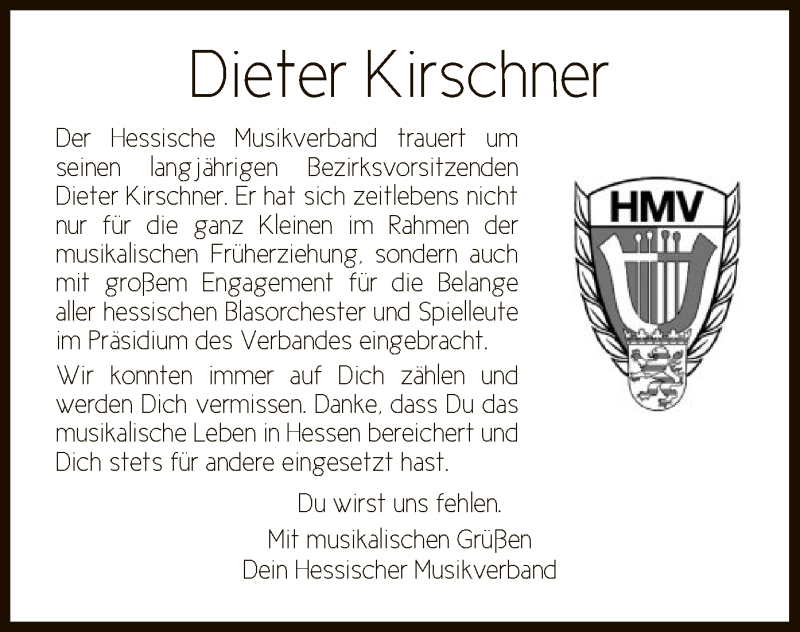  Traueranzeige für Dieter Kirschner vom 23.01.2021 aus WRS