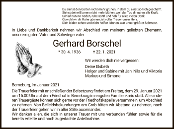 Traueranzeige von Gerhard Borschel von WRS