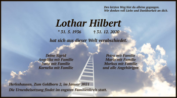 Traueranzeige von Lothar Hilbert von WRS