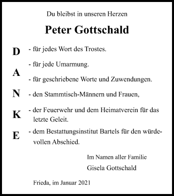 Traueranzeige von Peter Gottschald von WRS