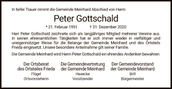 Traueranzeige von Peter Gottschald von WRS