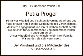 Traueranzeige von Petra Pröger von WRS