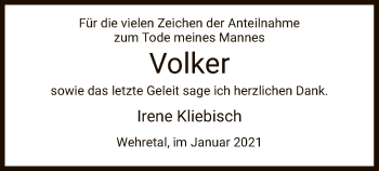 Traueranzeige von Volker Kliebisch von WRS