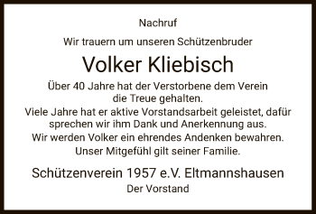 Traueranzeige von Volker Kliebisch von WRS