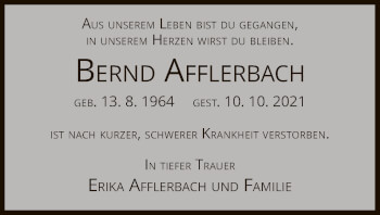 Traueranzeige von Bernd Afflerbach von WRS