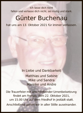 Traueranzeige von Günter Buchenau von WRS