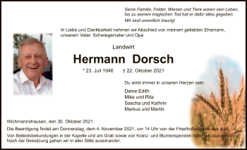 Traueranzeige von Hermann Dorsch von WRS