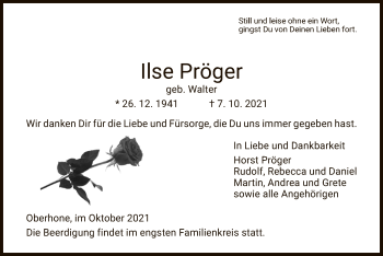 Traueranzeige von Ilse Pröger von WRS