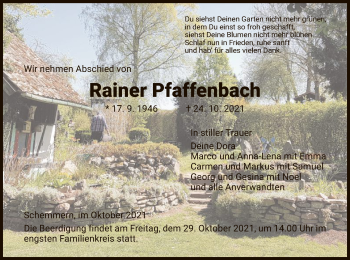 Traueranzeige von Rainer Pfaffenbach von WRS