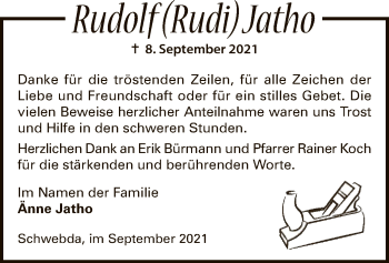 Traueranzeige von Rudolf Jatho von WRS