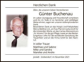 Traueranzeige von Günter Buchenau von WRS