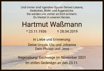 Traueranzeige von Hartmut Waßmann von WRS