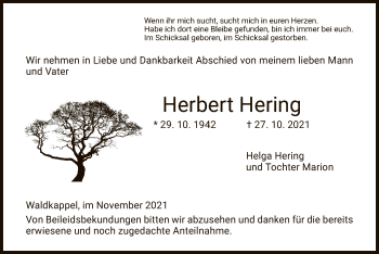 Traueranzeige von Herbert Hering von WRS