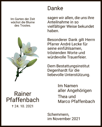 Traueranzeige von Rainer Pfaffenbach von WRS