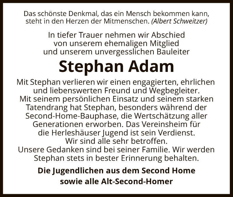  Traueranzeige für Stephan Adam vom 03.11.2021 aus WRS