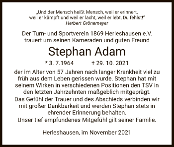 Traueranzeige von Stephan Adam von WRS