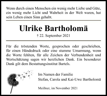 Traueranzeige von Ulrike Bartholomä von WRS