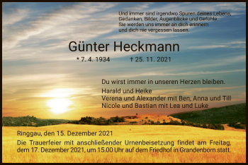 Traueranzeige von Günter Heckmann von WRS