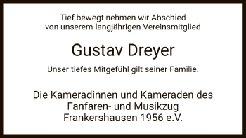 Traueranzeige von Gustav Dreyer von WRS