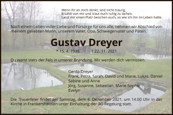 Traueranzeige von Gustav Dreyer von WRS