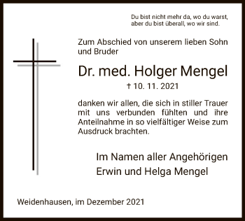 Traueranzeige von Holger Mengel von WRS