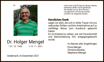 Traueranzeige von Holger Mengel von WRS