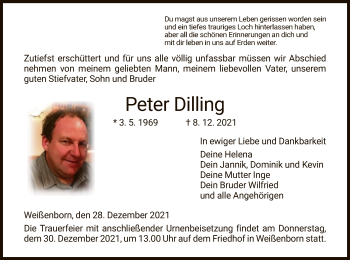 Traueranzeige von Peter Dilling von WRS