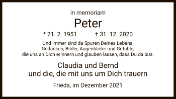 Traueranzeige von Peter Gottschald von WRS