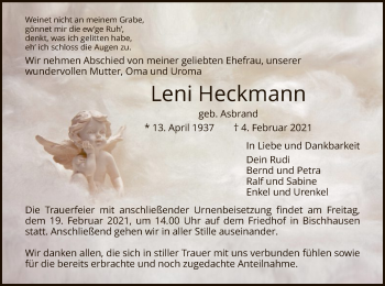 Traueranzeige von Leni Heckmann von WRS