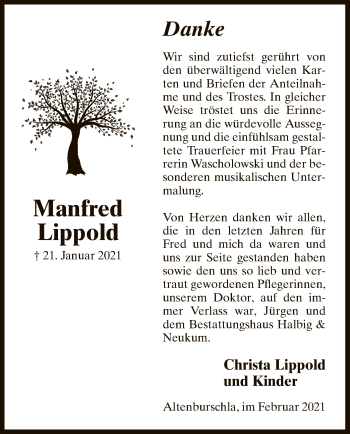 Traueranzeige von Manfred Lippold von WRS