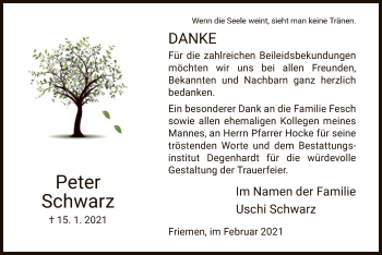 Traueranzeige von Peter Schwarz von WRS