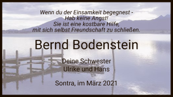 Traueranzeige von Bernd Bodenstein von WRS