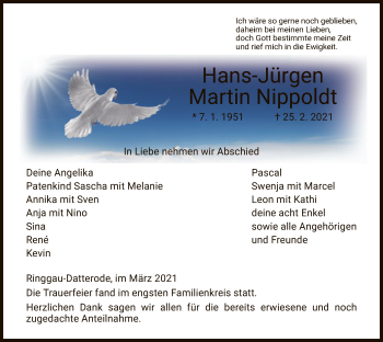 Traueranzeige von Hans-Jürgen Martin  Nippoldt von WRS