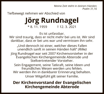 Traueranzeige von Jörg Rundnagel von WRS