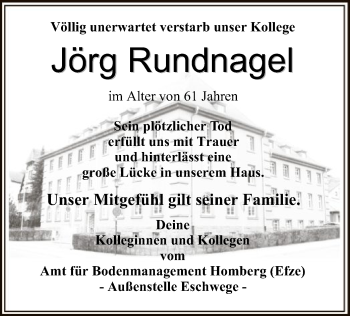 Traueranzeige von Jörg Rundnagel von WRS