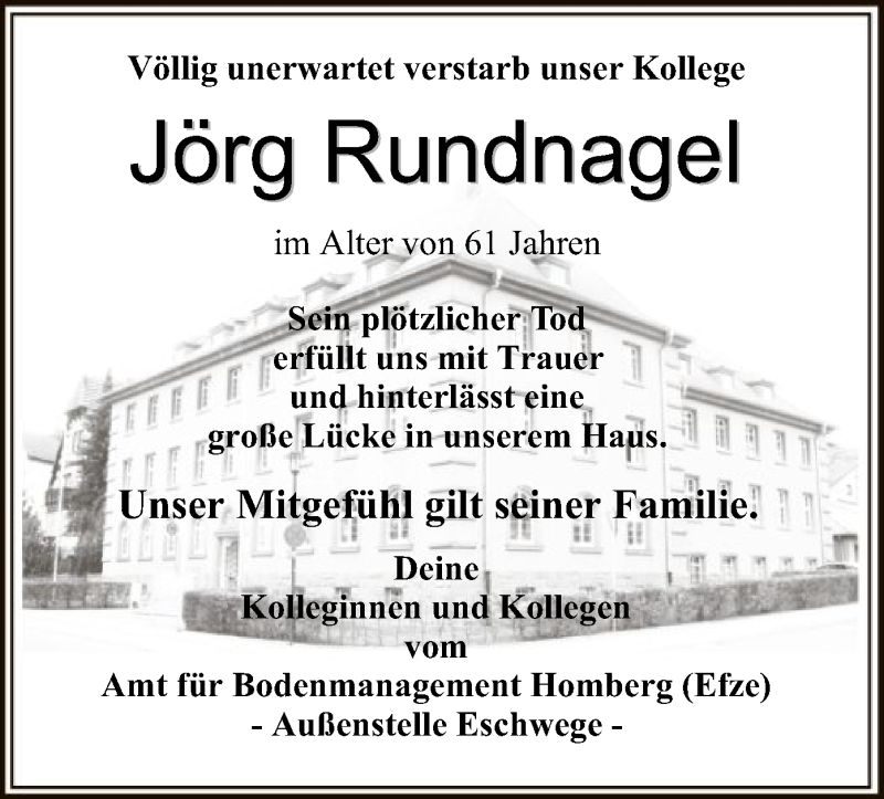  Traueranzeige für Jörg Rundnagel vom 19.03.2021 aus WRS