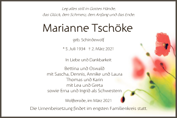 Traueranzeige von Marianne Tschöke von WRS