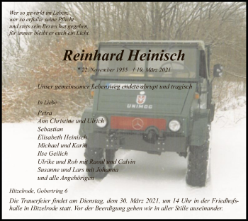 Traueranzeige von Reinhard Heinisch von WRS