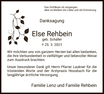 Traueranzeige von Else Rehbein von WRS